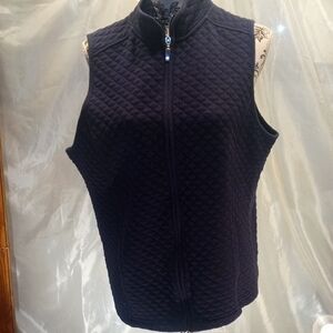 croft & barrow Navy Quilted Sleeveless Zip-Up Vest